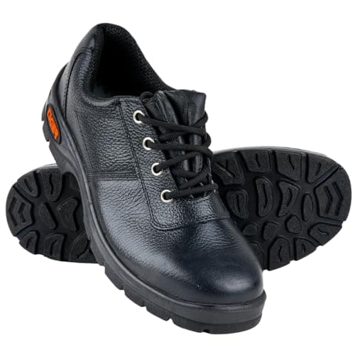 Tiger Lorex Grain Leather with Steel Toe Cap Low Ankle Single Density Direct Injected Sole PU Sole ISI Marked Safety Shoe for Men Industrial (Black, S1) (Numeric_6)