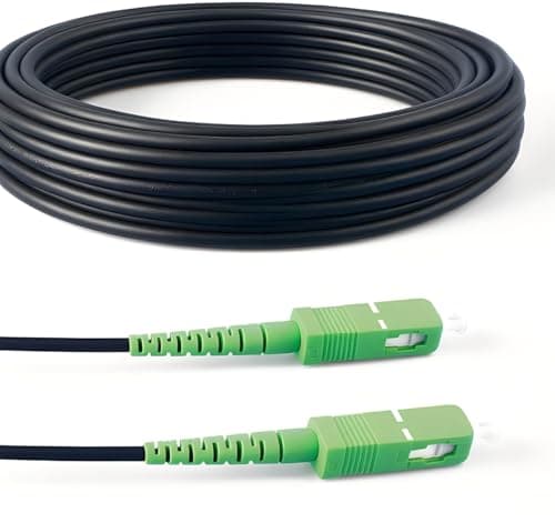 Elfcam® - 40m/131.2ft Armored Fiber Optic Cable for Outdoor and Indoor SCA to SCA Simplex Singlemode, Compatible with FTTH Cables, 40 Meters