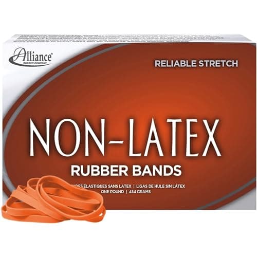 Alliance Rubber 37646#64 Non-Latex Rubber Bands, 1 lb Box Contains Approx. 380 Bands (3 1/2" x 1/4", Orange)