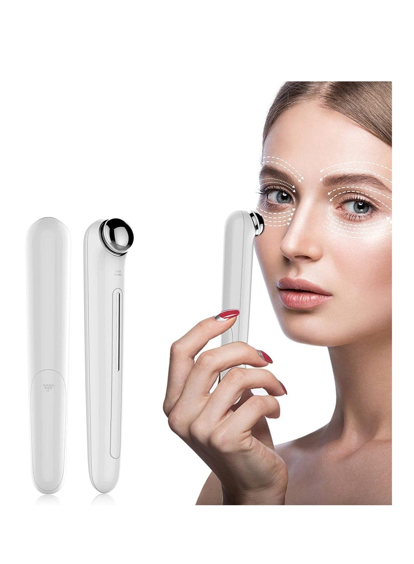 Eye Massager, Eyes Facial Massager Wand, Face Lift 3D Roller Electric Sonic Energy Rejuvenation, Gentle Massage Effect, Dark Circle Remover, Eliminate Bags & Puffy (White)