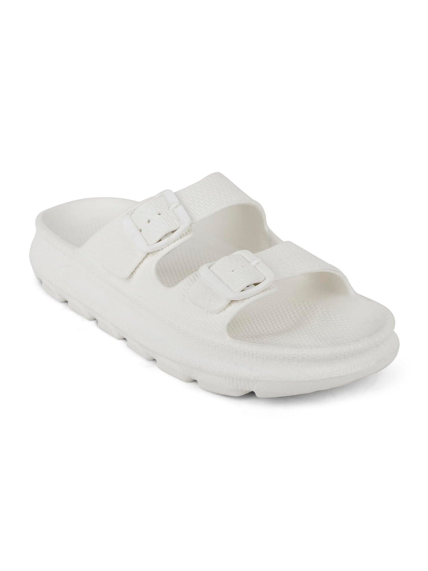 Carlton London Men's Slip-On Buckle Slider Colour-OFF WHITE, Size-UK 10