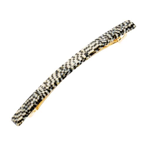 Silver Hair Barrette for Women with Thin Hair, Elegant Long & Skinny French Barrette, Strong Hold, Lightweight, Damage-Free Design, Mosaic Opera Silver | France Luxe