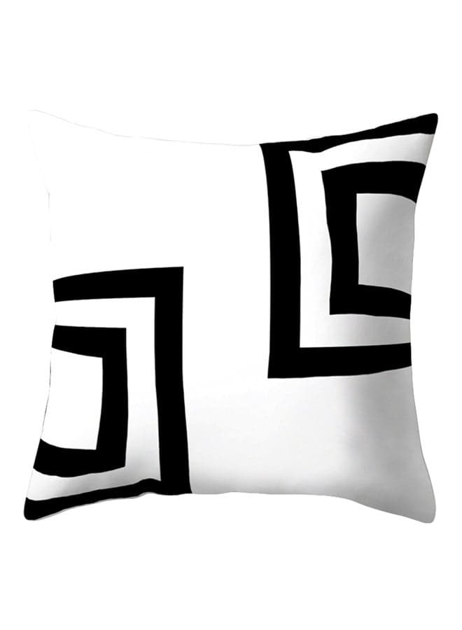 Geometric Pattern Throw Pillow Cover Black/White 45x45centimeter