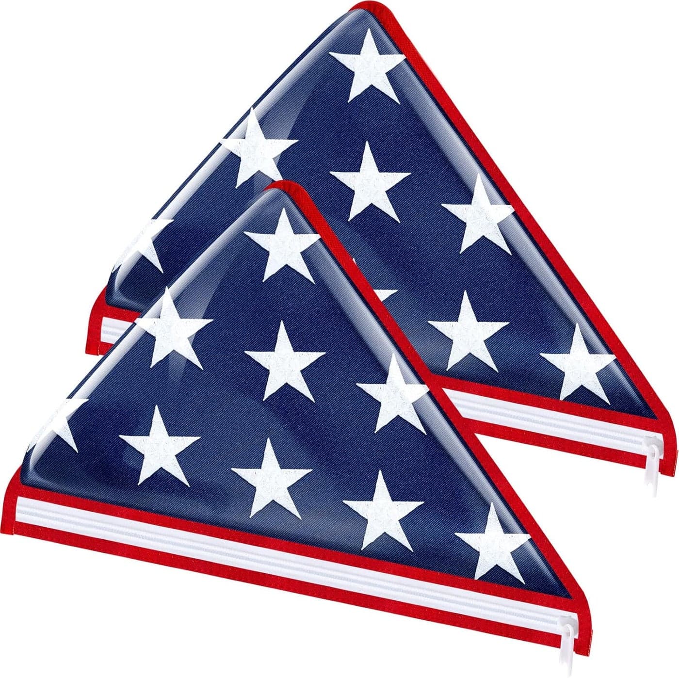 Kajaia 2 Pieces Vinyl Memorial Flag Display Bag with Zipper Lightweight Easy Storage Memorial Day Burial Folded Flags Plastic Bags Triangle Holders for American Veterans Funeral 5 x 95