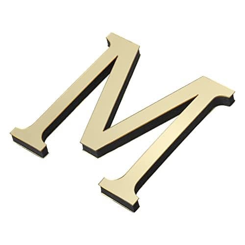 PATIKIL 3D Acrylic Alphabet Mirror Wall Stickers Letter M Self-Adhesive Home Decor Letter Sign Art Sticker Decal for DIY Home Decoration Light Gold