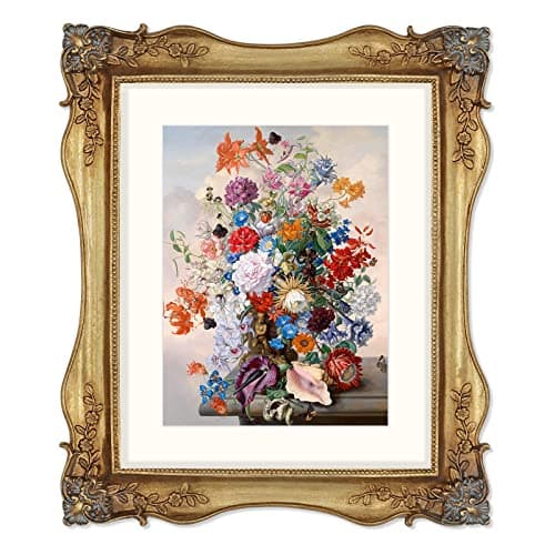 SIMON'S SHOP Gold Picture Frames 8x10 with Mat, Vintage 8x10 Frame Matted to 5x7 Photo, Baroque Style Frame for Wall and Tabletop Décor