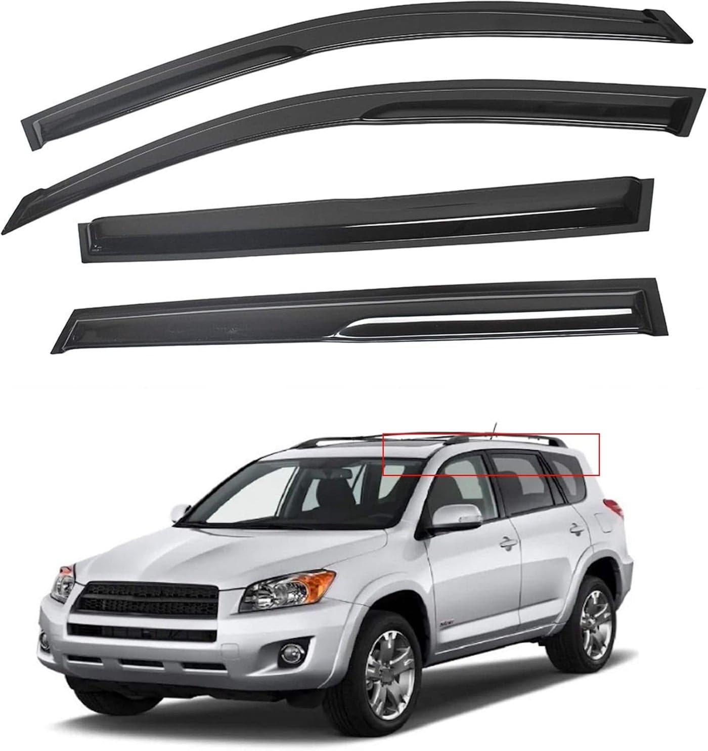 munirater Side Window Vent Visor Rain Guard Deflector for 2006-2012 Toyota Rav4