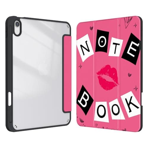 Xkladz Case for iPad (A16) 11th Generation (2025) 11 inch, iPad 10th Generation (2022) 10.9 inch, Case with Pencil Holder, Clear Back Cover Cute Design for Women Girl, Auto Sleep/Wake, Rose Red Book