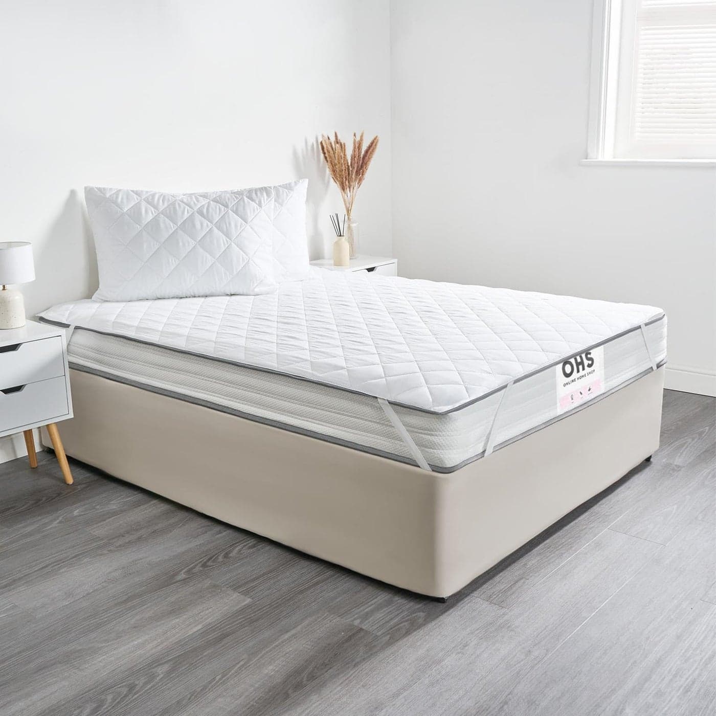 OHS Quilted Mattress Topper Super King Pinsonic Soft Touch Deep Sleep NonNoisy Mattress Topper Enhancer Bed Pad Protector Anti Allergy Mattress Topper For Superking Bed