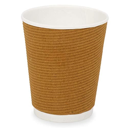 SANWALSA [250 ml, 100 Count, Brown Disposable Ripple Paper Cups | Eco-Friendly & Heat-Resistant Cups for Wedding, Party, Picnic, Cafes | Ideal for Tea, Coffee, Juice & Water