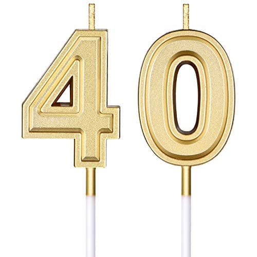 Frienda Birthday Candles Cake Numeral Candles Happy Birthday Cake Topper Decoration for Wedding Anniversary Celebration Supplies(Gold,40th)