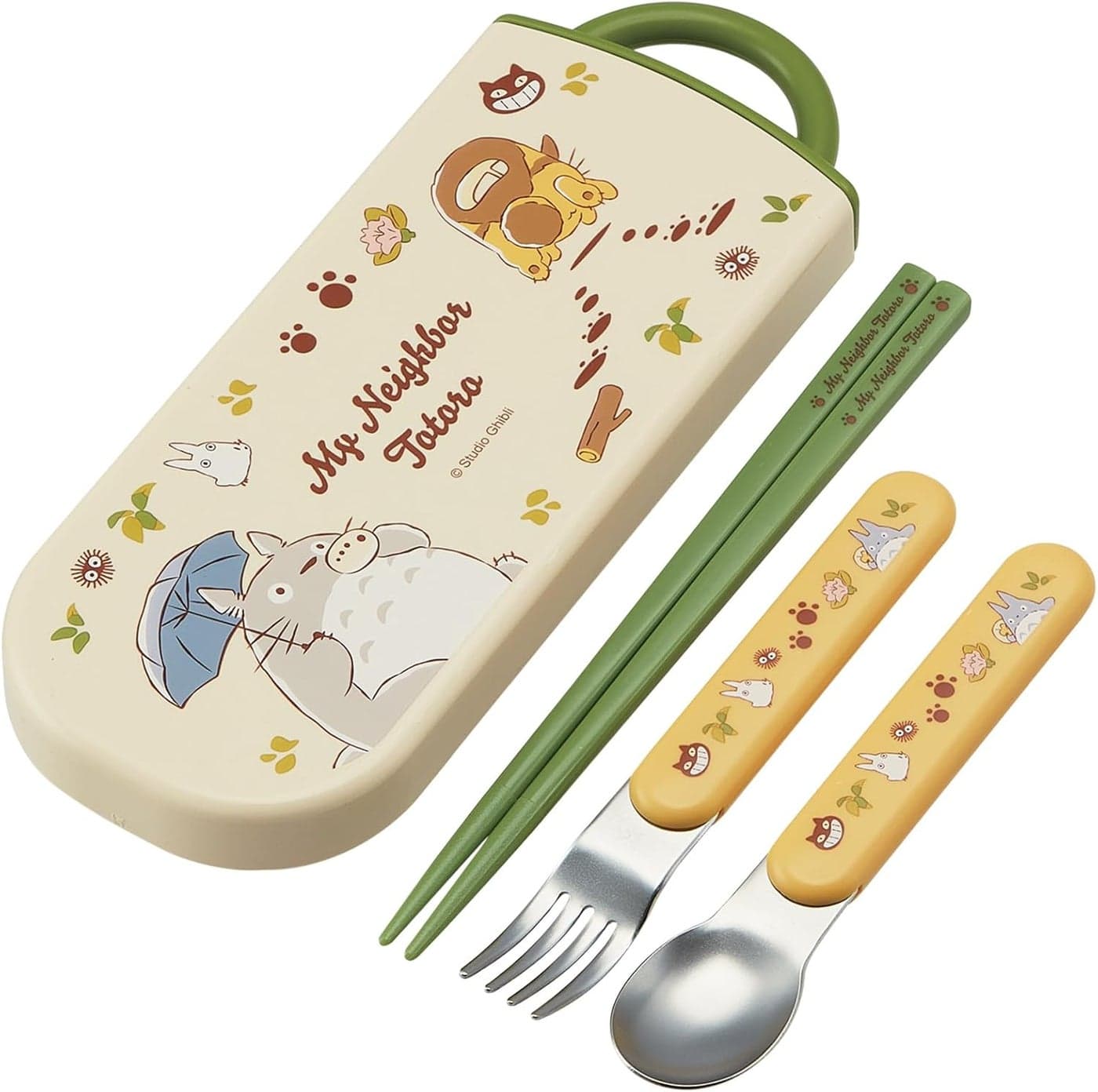 Skater My Neighbor Totoro Utensil Set Cat Bus Includes Reusable Fork Spoon Chopsticks and Carrying Case Authentic Japanese Design Durable Dishwasher Safe