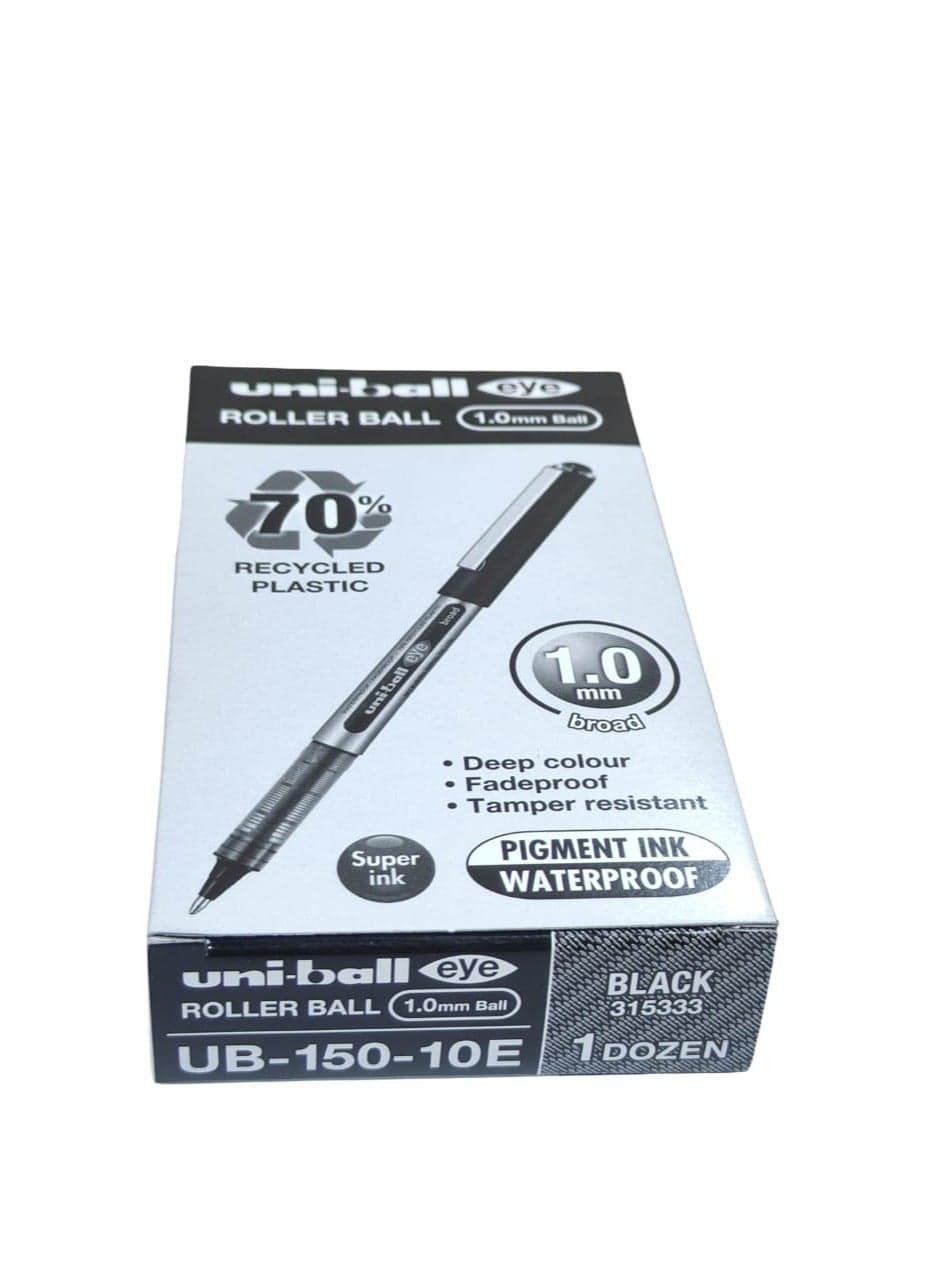 Uni-Ball Eye Broad Liquid Ink Rollerball Pens - Black- Pack of 12