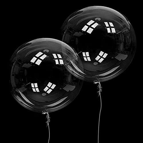 Fi - Flick In Pack Of 5 Transparent Bubble Balloons 20 Inches, Crystal Clear Bobo Balloon For Led Light Up Balloons Helium Style, Decoration For Christmas, Wedding, Anniversary, Birthday - Rubber