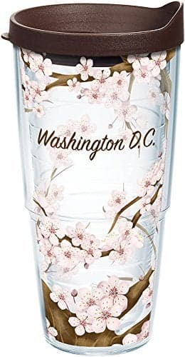 Tervis Washington DC - Cherry Blossom Insulated Tumbler with Wrap and Brown Lid, 24oz, Clear