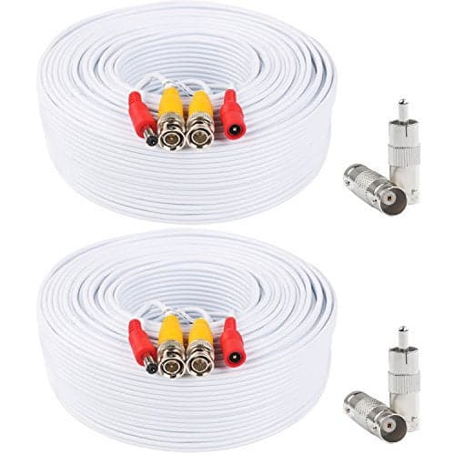 Postta BNC Video Power Cable (2 Pack 200 Feet) Video Security Camera Cable Wire with Four Connectors for CCTV DVR Surveillance System