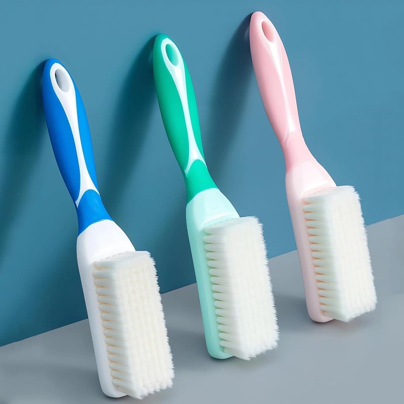 Laundry Brush for Stain Removal, Fabric-Safe Soft Scrub Brushes, Gentle Cleaner for Clothes, Shoes, Sneakers, Cotton, and Delicate Fabrics, Long Handle for Easy Use, 3 Pack