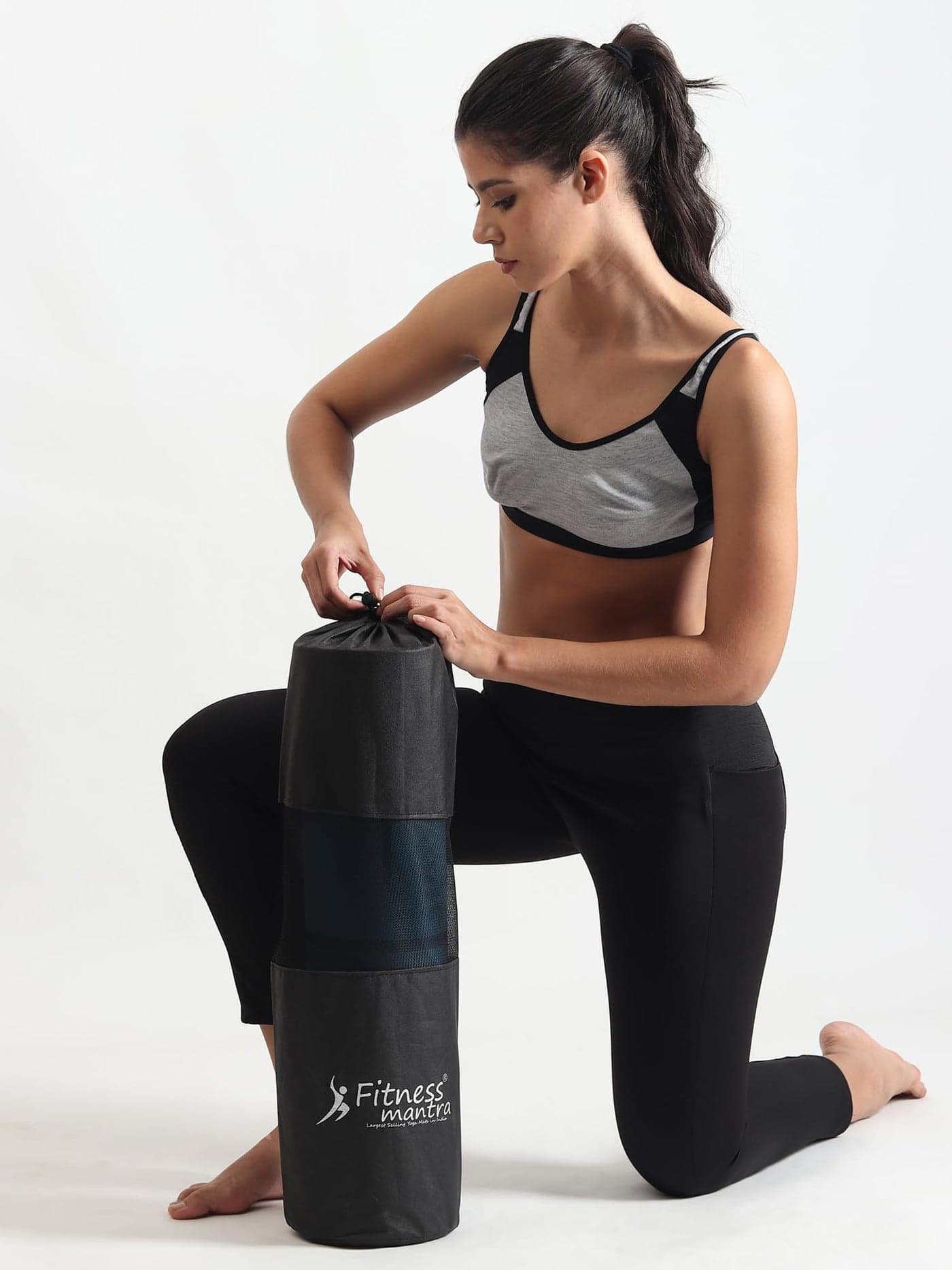 Fitness Mantra Canvas Yoga Mat Cover Carrying Bag | 1 Piece, Black