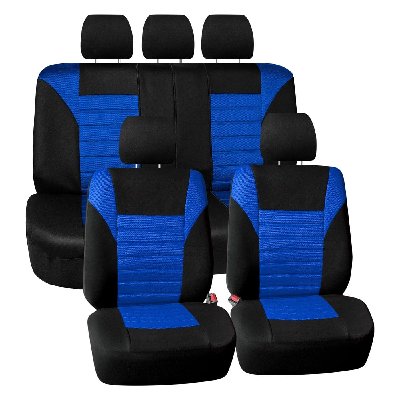 FH Group Car Seat Covers Full Set 3D Air Mesh Universal Fit Automotive Seat CoversLow Back Seat CoverAirbag CompatibleSplit Bench Rear SeatWashable Car Seat Cover for SUVSedan Blue