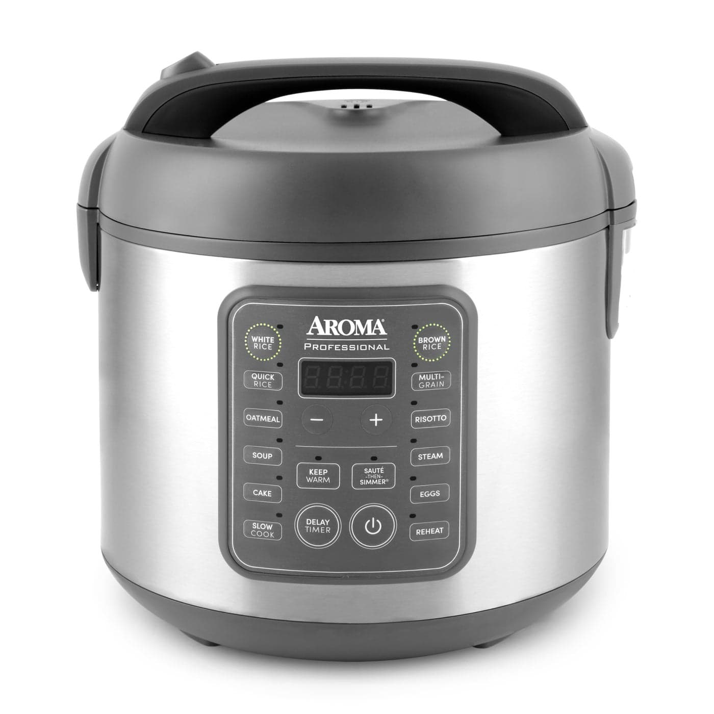 AROMA Professional Digital Rice Cooker 10Cup Uncooked 20Cup Cooked Multicooker Slow Cooker Steamer Oatmeal Cooker Egg Cooker STS 5 Qt Gray ARC5200SG