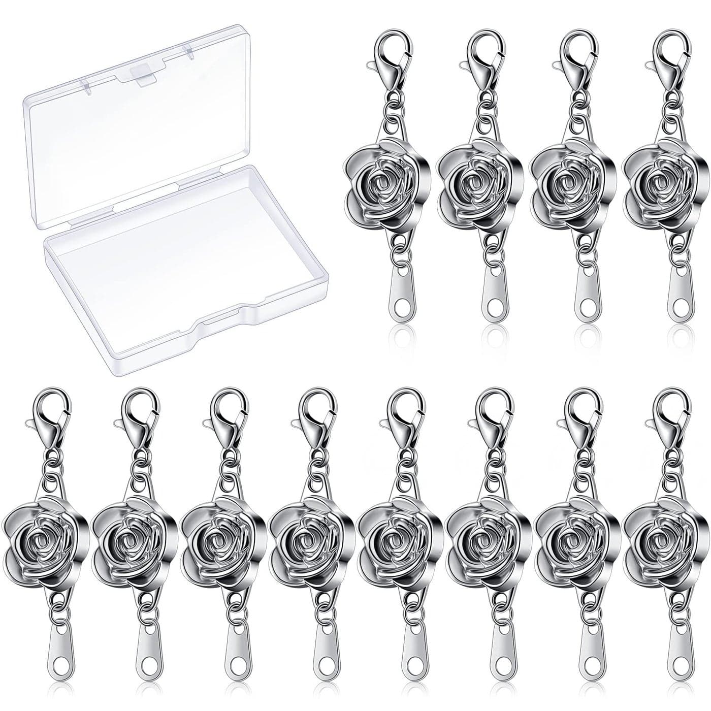 12 Pieces Magnetic Jewelry Clasps Rose Magnetic Clasps Extender Lobster Clasp Closures Jewelry Clasp for Necklaces Bracelets Jewelry Making