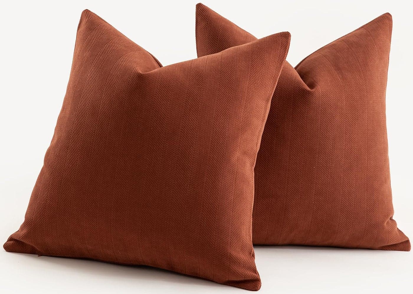 MANDIOO Pack of 2 Chenille Throw Pillow Covers Elegant Design Soft and Luxurious Decorative Cushion Covers Pillowcase Couch Sofa Bedroom Living Room Home Decor 26x26 Inch Rust
