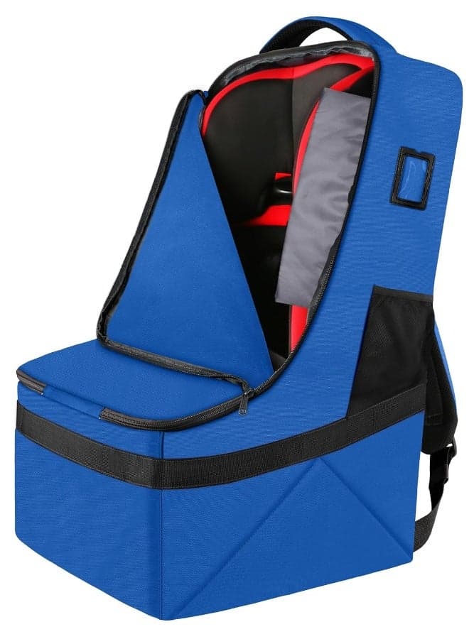 YOREPEK Car Seat Travel Bag, Padded Car Seats Backpack for Air Travel, Heavy Duty Carseat Travel Bag for Airplane, Airport Gate Check Bag (Blue)