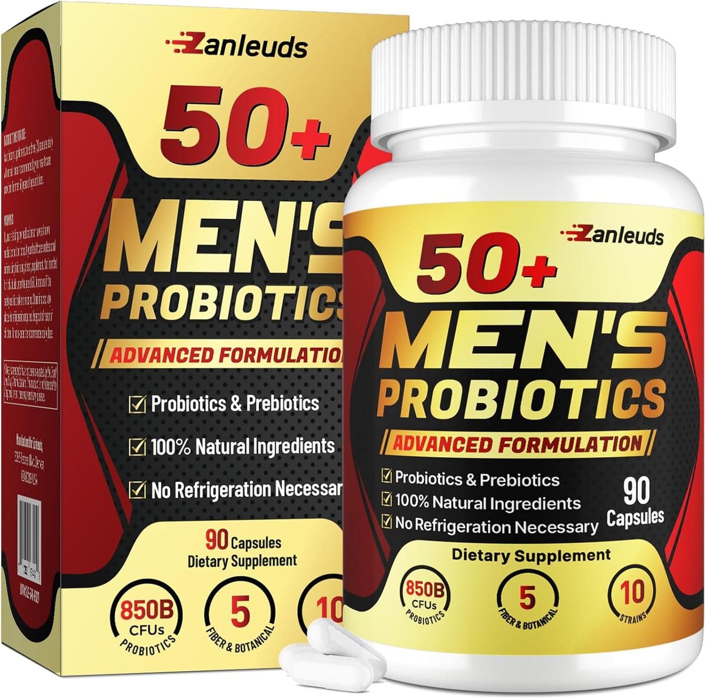 Probiotics for Men Potent 50 Mens Probiotic Complete Gut Digestive Health with 850 Billion CFU 1900mg Prebiotic Fiber Energize Immune Mens Probiotics for Gut Health Over 5090 Capsule
