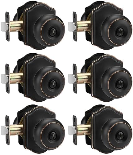 goldenwarm Oil Rubbed Bronze Door Knobs Interior, Bedroom Door Knob & Bathroom Classic, Bronze Interior Door Knobs 6 Pack