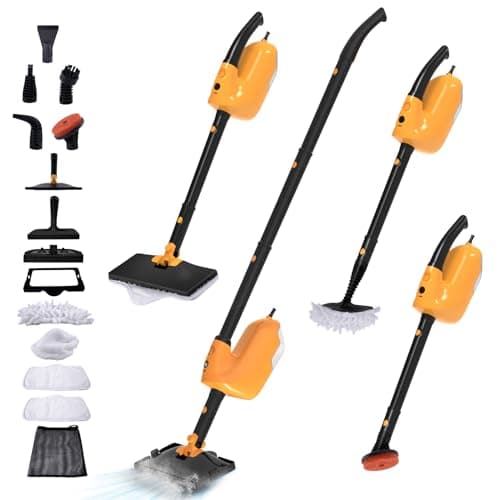 GHORA Steam Mop Allinone Handheld Steam Cleaner with 13 Attachments 23FT Cord 1183OZ Removable Tank Adjustable Height Steam Mops for Floor Cleaning Hardwood Floors Carpets Tiles Windows