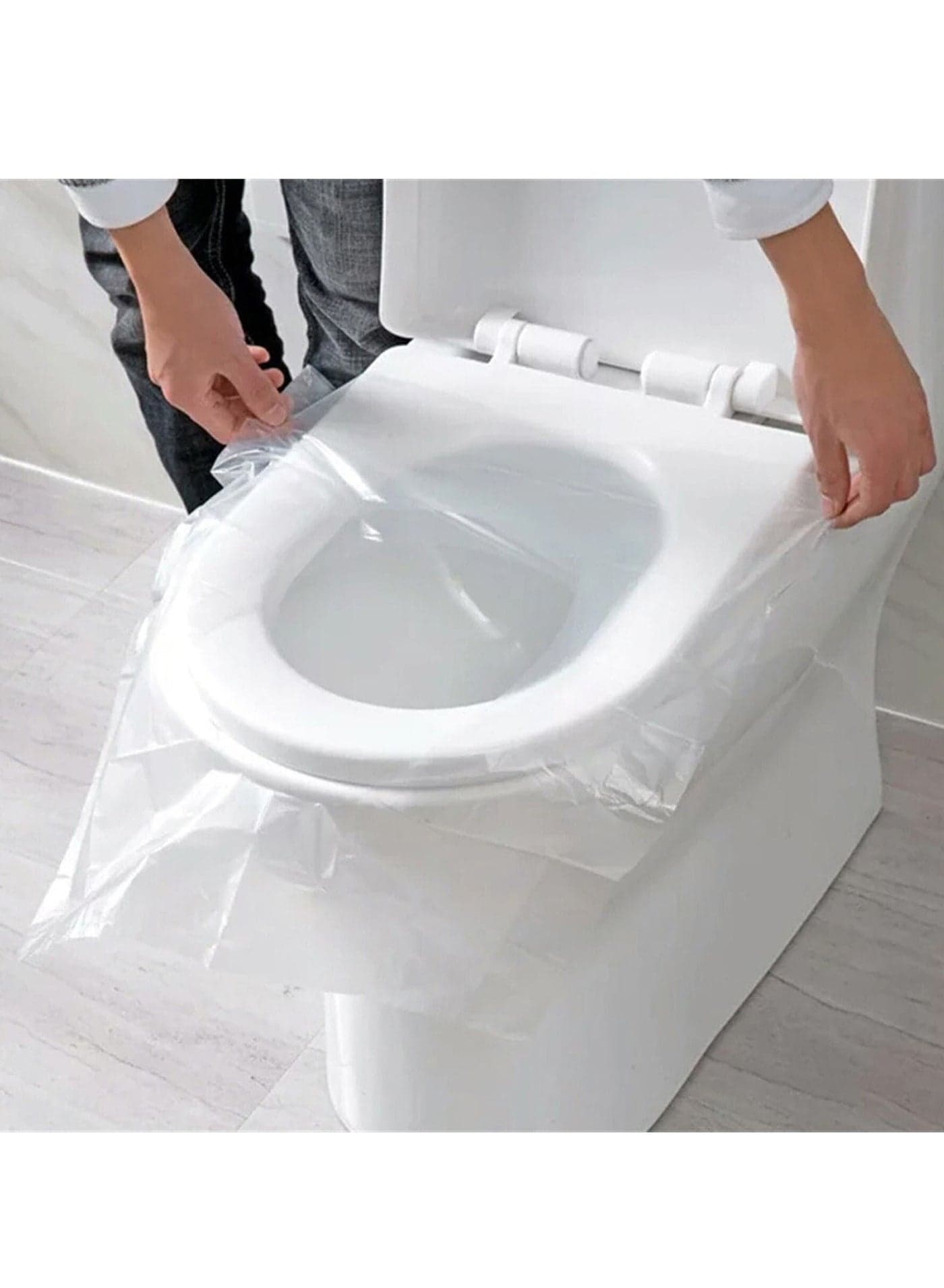 50PCS Biodegradable Disposable Plastic Toilet Seat Cover Portable Safety Travel Bathroom Toilet Paper Pad Bathroom Accessory
