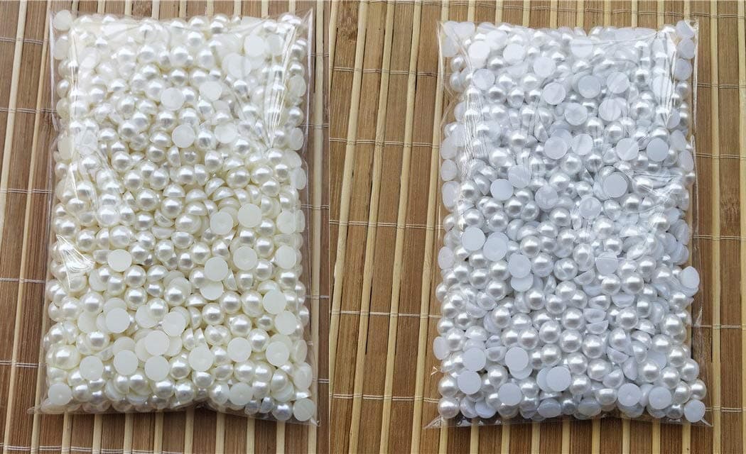 DIY Crafts White, 8mm 200Pcs, Ivory/White Half Round Imitation Pearl Beads 3-20mm Acrylic Flatback Loose Beads for Jewelry Making Di(White, 8mm 200Pcs)