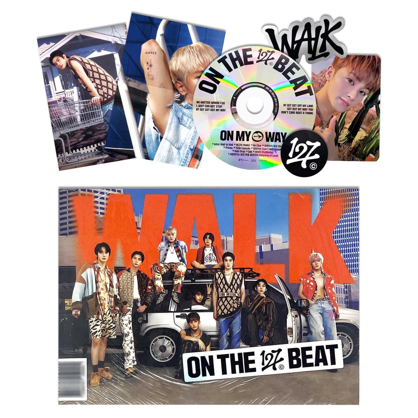 SMEnt NCT 1276th Album WALK Walk Ver Photobook CDR Photocard Sicker 2 Pin Button Badges 4 Extra Photocards