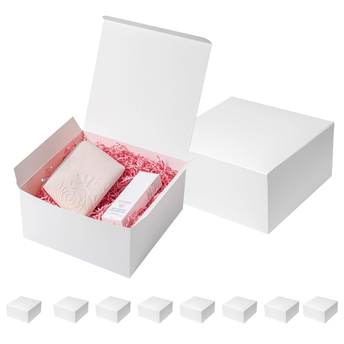 Mcfleet Gift Boxes with Lids 10x10x5 Inches 10 Pack Bridesmaid Proposal White Cardboard Gift Box for Presents Christmas Wedding Graduation Holiday Birthday Craft Present Packaging