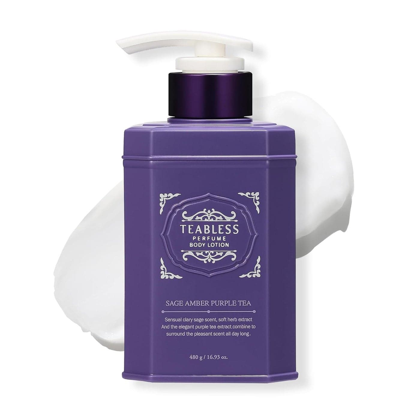 Sage Amber Purple Tea Perfumed Body Lotion, Daily Moisturizer, Body Lotion For Dry Skin & Sensitive Skin, Non-Greasy, Slow Aging, Floral Woody Scent, Korean Skin Care