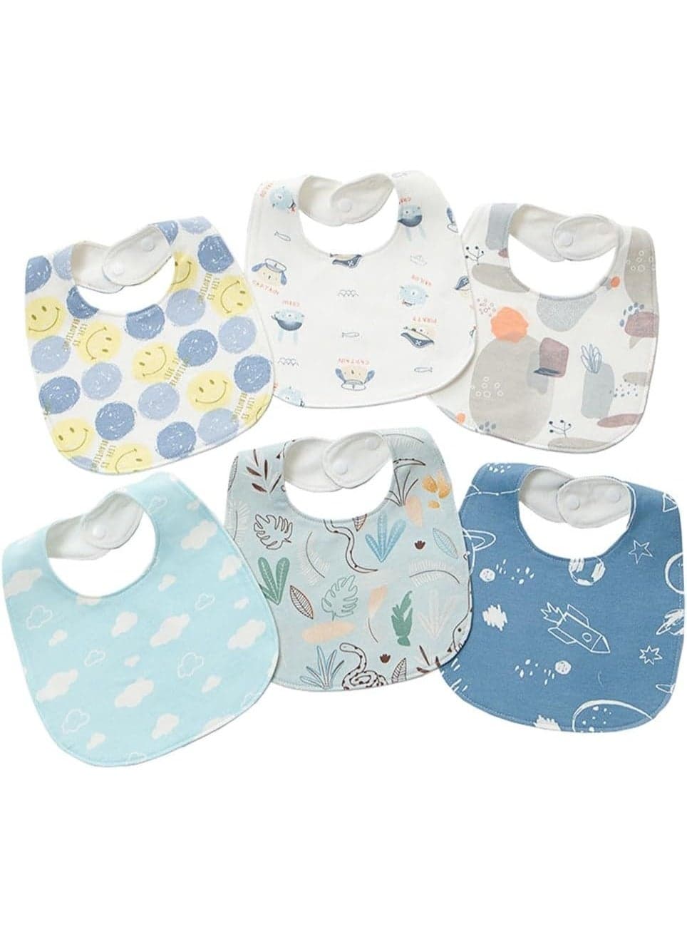 6-Pack Baby Bandana Bibs – Soft Cotton Teething and Drool Bibs with Adjustable Snaps, Waterproof and Absorbent Feeding Bibs for Newborns and Toddlers (0-36 Months, Unisex)