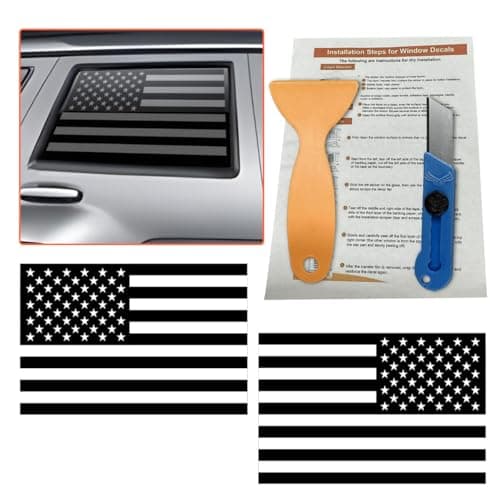 2PCS Rear Side Window American Flag Sticker Decals Matte USA Flag Vinyl Stickers with Installation Tools Universal Car Back Side Window Accessories for Cars Trucks SUVs 21 x 13 inches