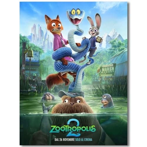 BILVAZOG Animal Zootopia 2 Poster For Fans Kids Room Bedroom Wall Decor -Movie Zootopia Posters Canvas Prints Picture For Teen Boy Girls Gifts