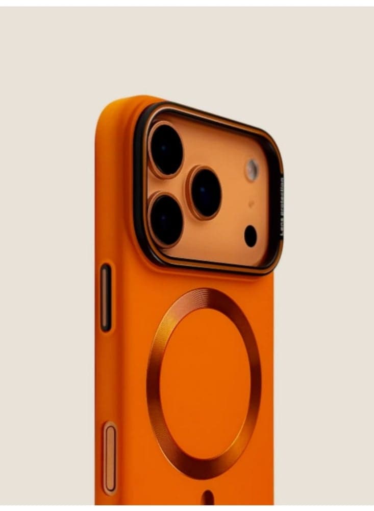 Magnetic Anti Drop Metal Frame Phone Case for iPhone 17 Pro Max Orange