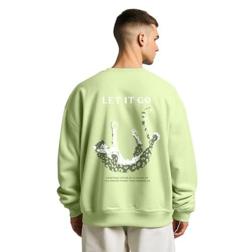 NOBERO Oversized Back Print Sweatshirt(1M-TWRS-C0757-CO3_Cool Matcha_M)