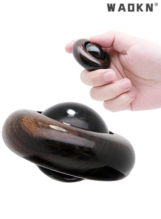 1 Pack Fidget Toys for Adults, Wooden Stress Relief Toy , Portable Figette Toys Adults Fidgets for Anxiety and Stress Balls , Quiet Fidget Cube Desk Toys for Office , Decompression disc toy , black .
