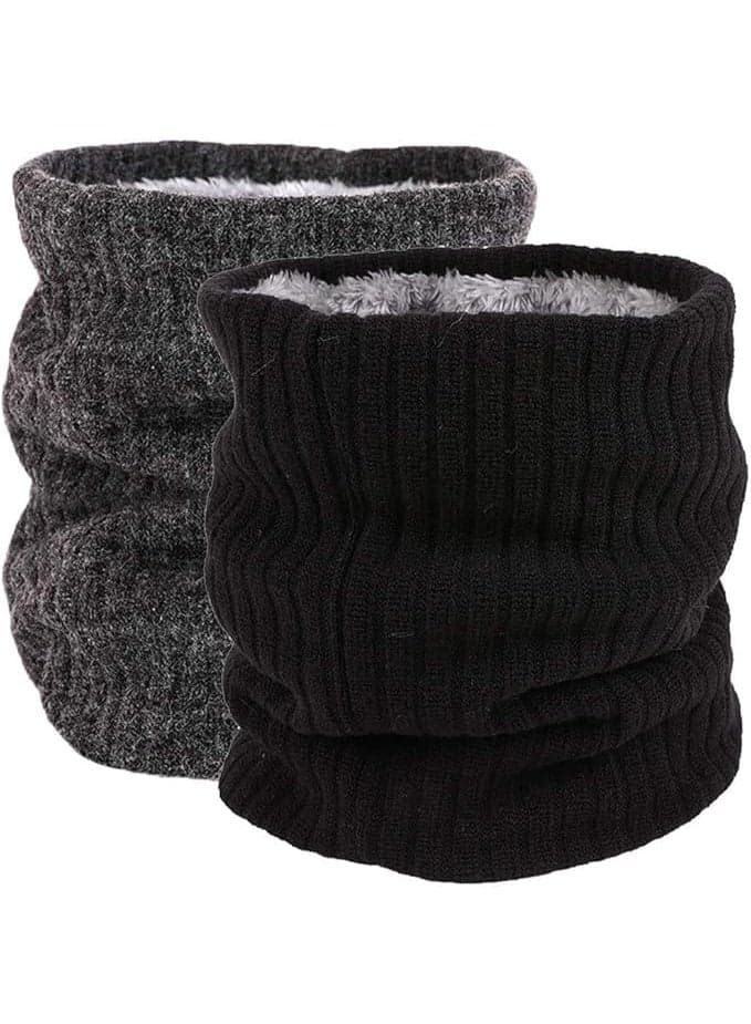 2 Pcs Winter Fleece Neck Warmer Gaiter, Double-Layer Thick Knit Neck Tube, Unisex Windproof Thermal Snood and Breathable Face Scarf, Winter Neck Warmer for Skiing Cycling and Motorcycling Sports