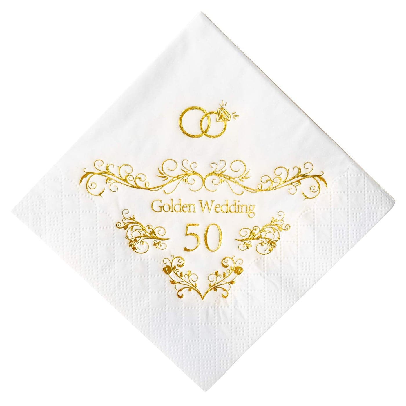 Crisky 50th Wedding Anniversaray Napkins Golden Cocktail Beverage Napkins 50th Wedding Anniversary Decorations for Candy Cake Table 50 Pcs 3ply