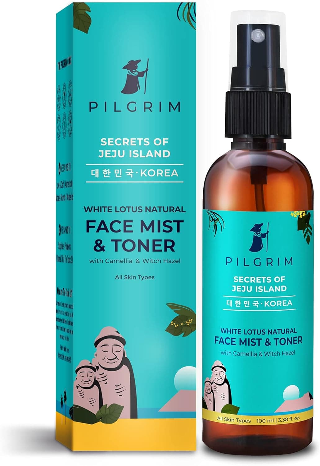 Pilgrim Korean Face Mist Toner Hydrating Refreshing Spray with Witch Hazel Camellia AlcoholFree Natural Skin Toner Nourishes Enhances Skin Elasticity 338 Fl Oz 100ml