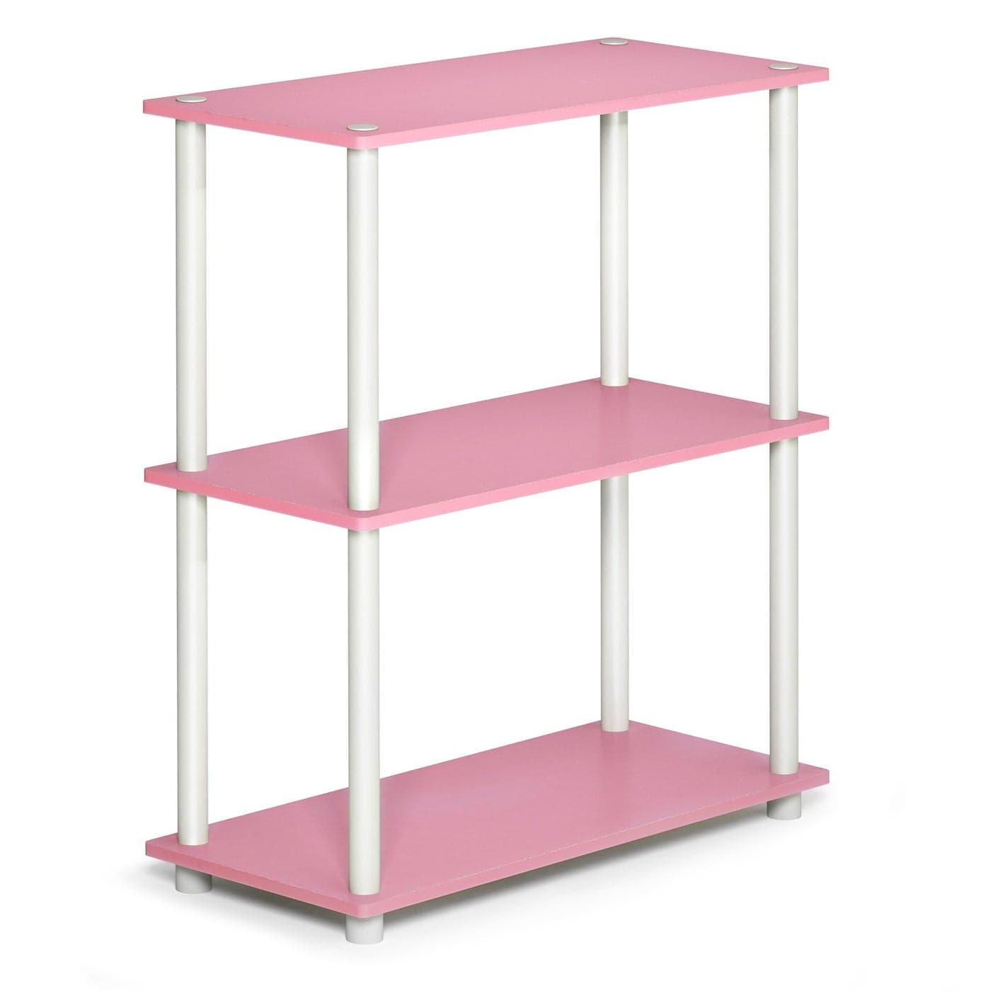 Furinno TurnNTube 3Tier Compact Multipurpose Shelf Display Rack PinkWhite