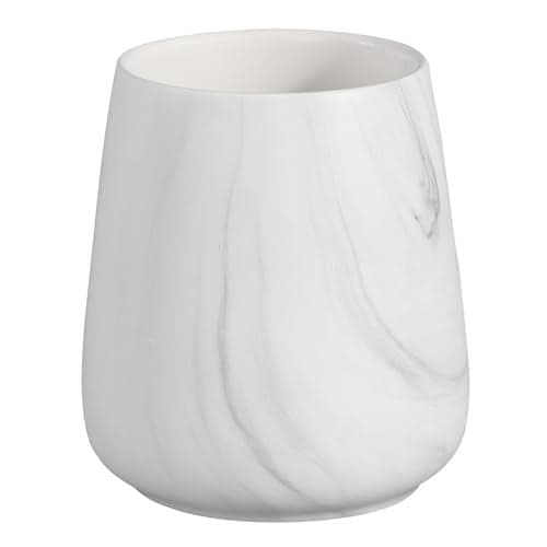 Marble White Toothbrush Holder for Bathroom - Ceramic Tooth Brushing Holders, Toothbrush Cup, Toothpaste Organizer for Bathroom Countertop, Makeup Brush Holder, Pen Holder for Home Desktop Storage