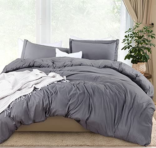 Utopia Bedding Duvet Cover California King Size - 3 Piece with Zipper Closure - 1 Comforter Cover 104X98 Inches & 2 Pillow Shams 20X36 Inches (Grey) Comforter Not Included