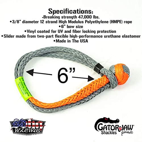 Bubba Rope GatorJaw Soft Shackle (47,000LB Breaking Strength NexGen Orange & Gray)