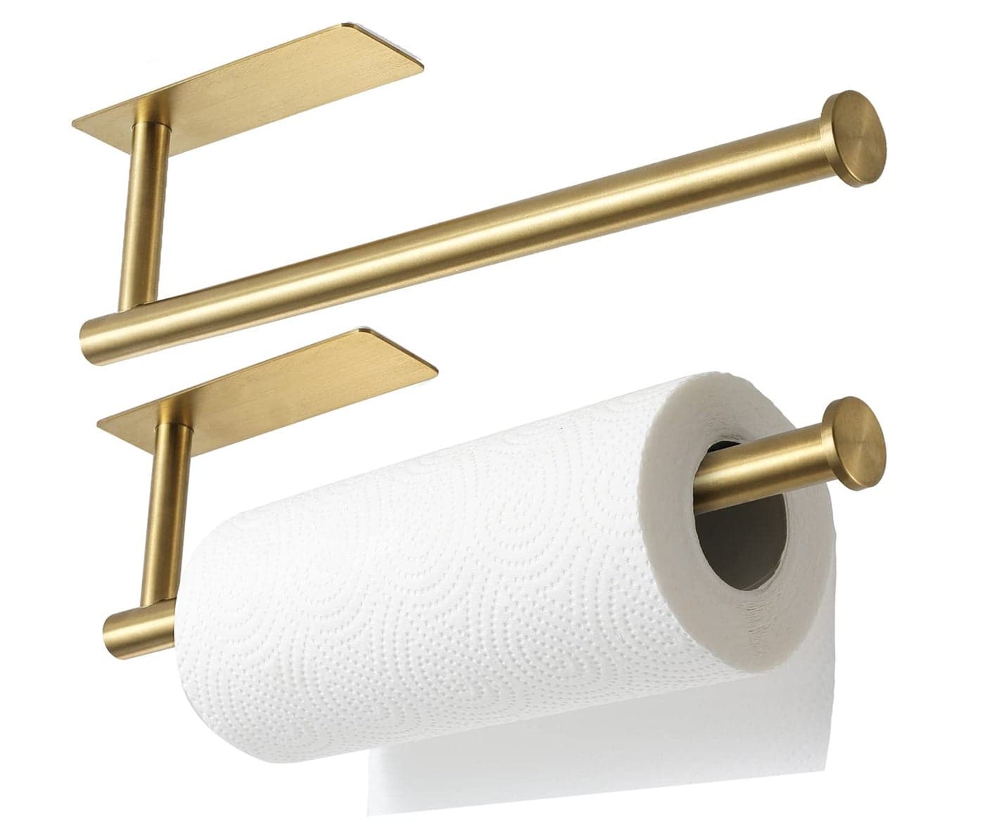 theaoo 2 Packs Paper Towel Holder Under Cabinet Paper Towel Holder for Kitchen Adhesive Paper Towel Roll Rack for Bathroom Towel Wall Mounted Matte Black Paper Towel Rack SUS304 Stainless Steel