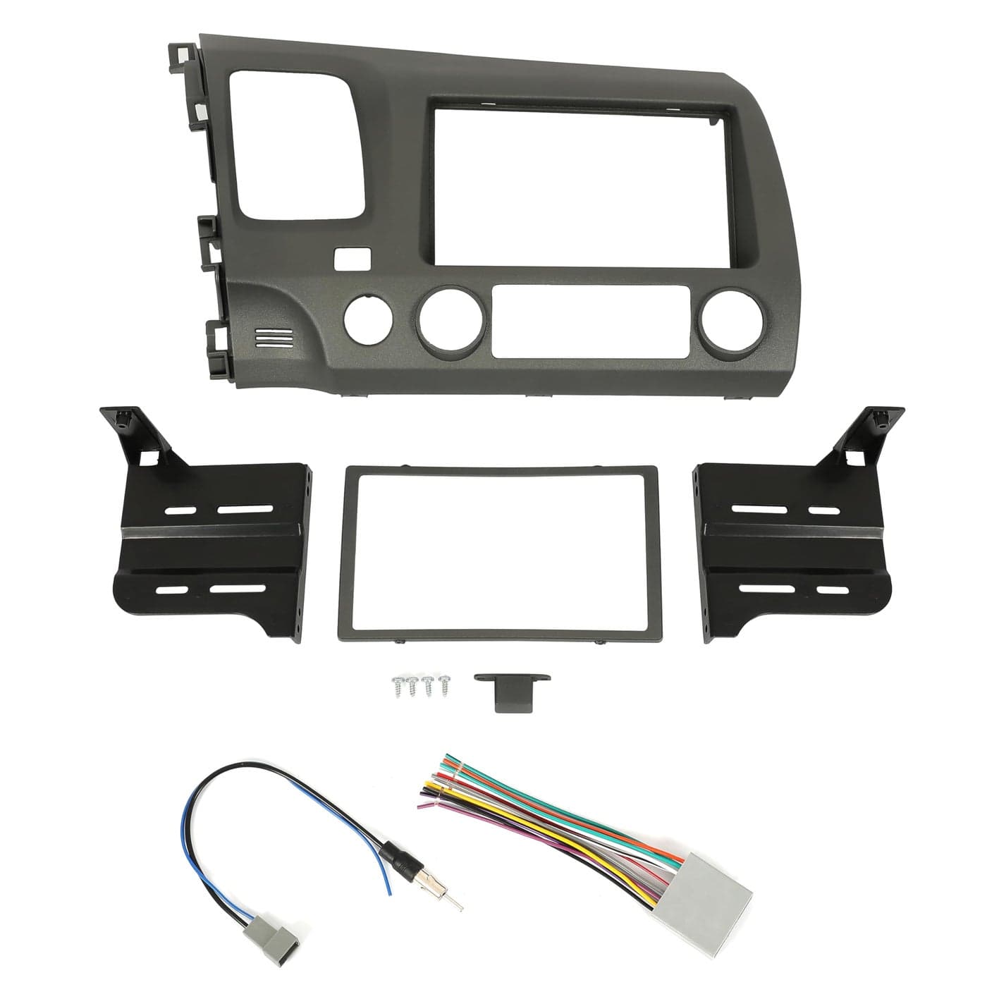 ECOTRIC Double Din Radio Install Kit Compatible with 20062011 Honda Civic Dashboard Kit with Wiring Harness Dark Gray